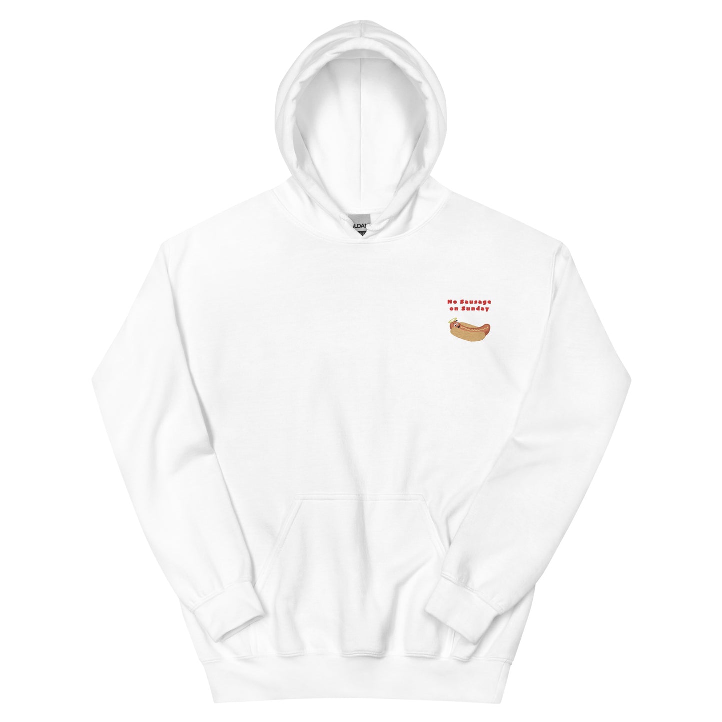 No Sausage on Sunday Embroidered Hoodie (Holy Wieners)