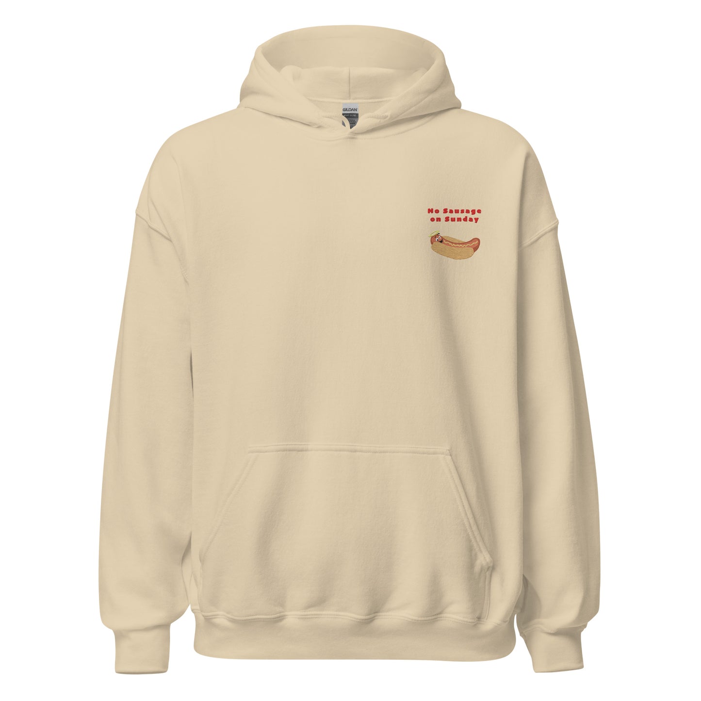 No Sausage on Sunday Embroidered Hoodie (Holy Wieners)